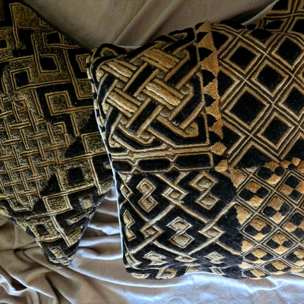 Elegant Black and Tan Geometric Accent Pillow Covers